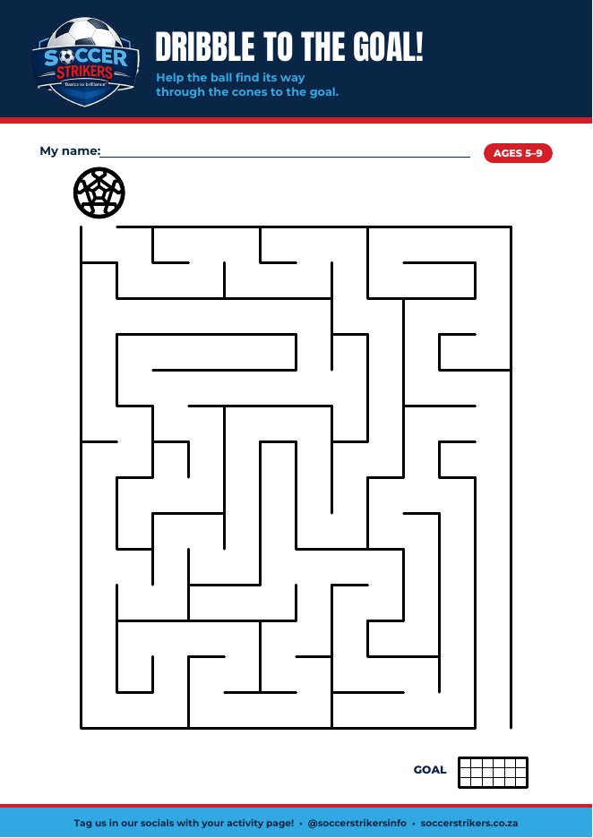 Preview of the Soccer Strikers dribble to the goal printable