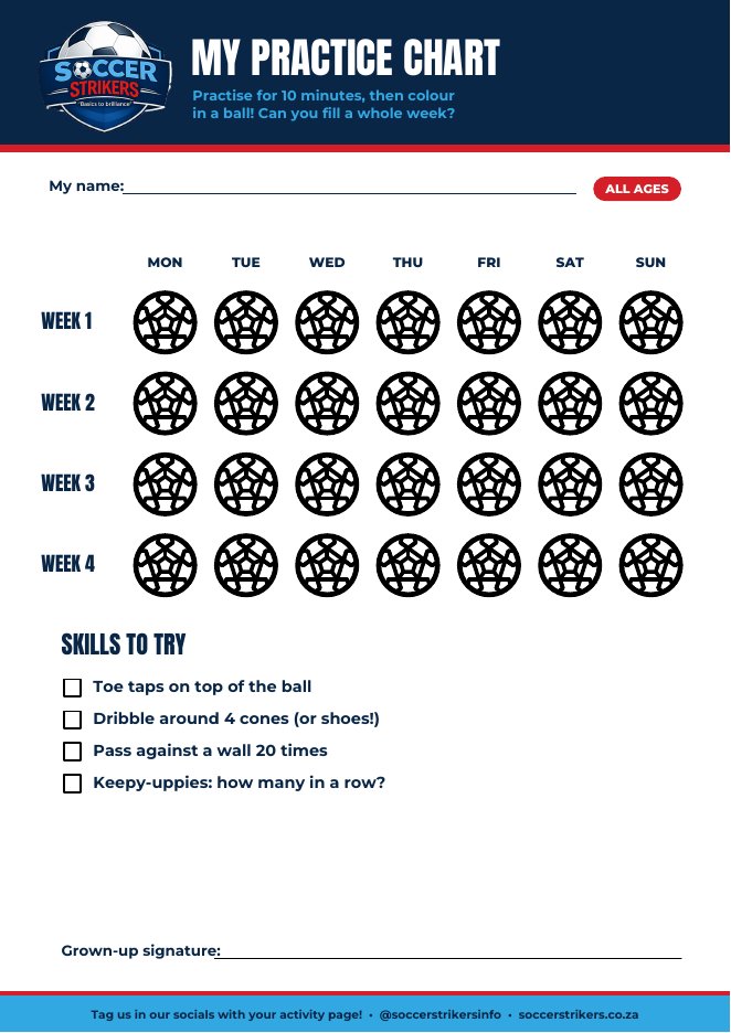 Preview of the Soccer Strikers my practice chart printable